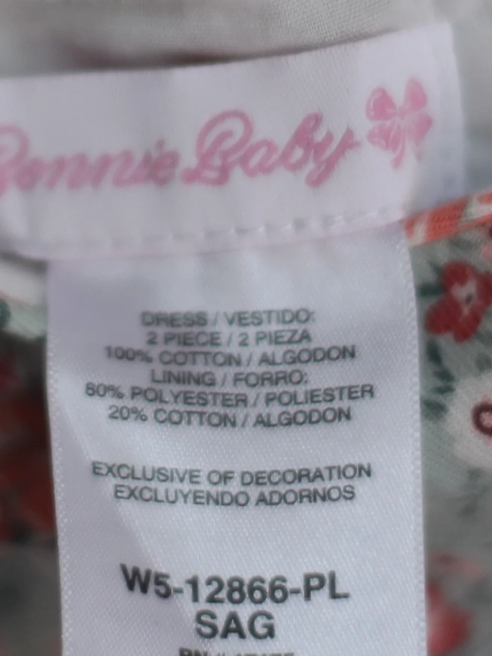 Bonnie Baby Floral Smocked Dress 18M Pink Green Vintage Style
